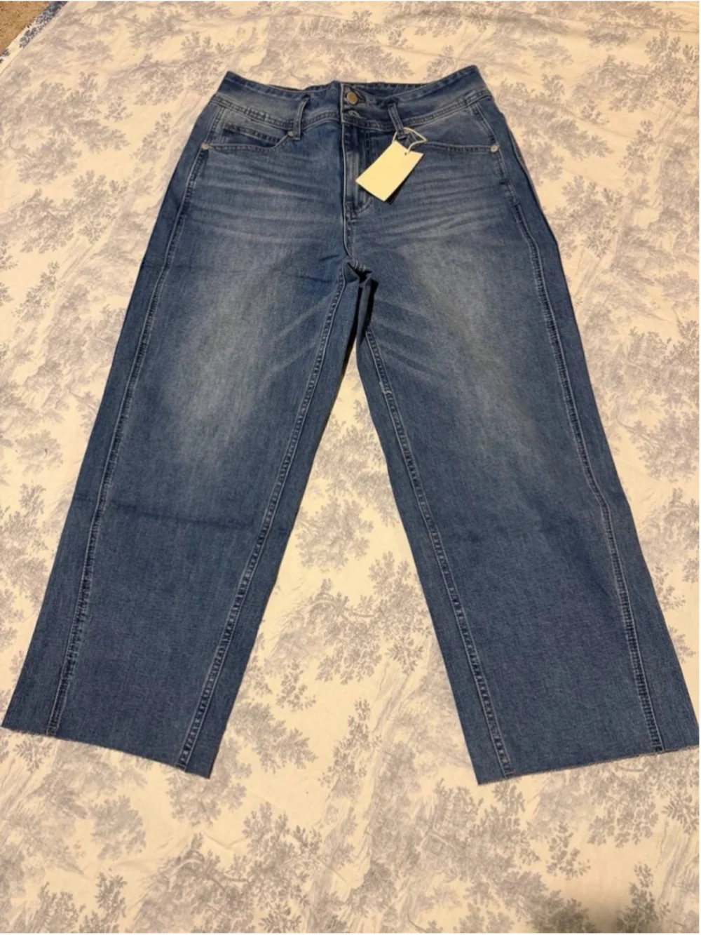 Flamingals High Rise Straight Leg Jeans for Women Wash Raw Hem L